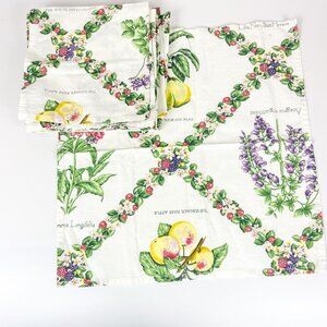 Wilton Court Square Cotton Napkins Set Of 8 With Floral & Fruit Design